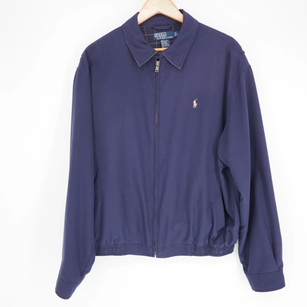 Polo Ralph Lauren Harrington Jacket Blue Vtg 90s Heritage Classic Designer Large